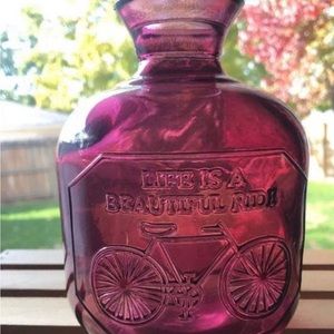 “Life is a beautiful ride” Maroon Glass Jug